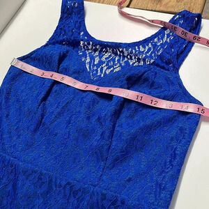 Long dress size 10 royal blue long dress sweetheart neckline all over crochet